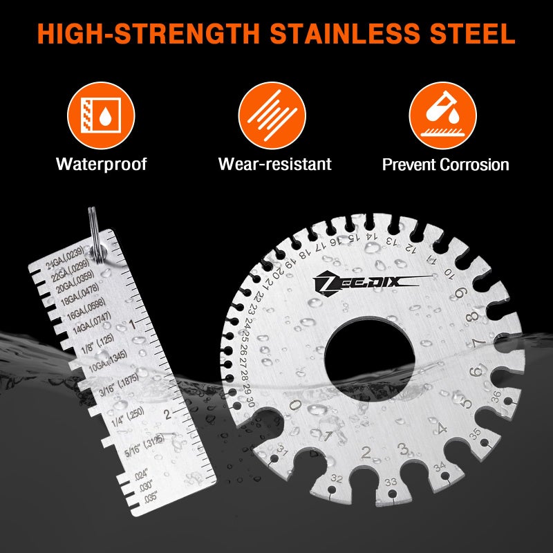 ZeeDix Wire Gauge Measuring Tool (2 Pcs) - Round Dual Sided Metal Sheet Gage & Metal Sheet Thickness Gauge, Stainless Sheet Wire Size Chart & Welding Measurement Tool - Image 2